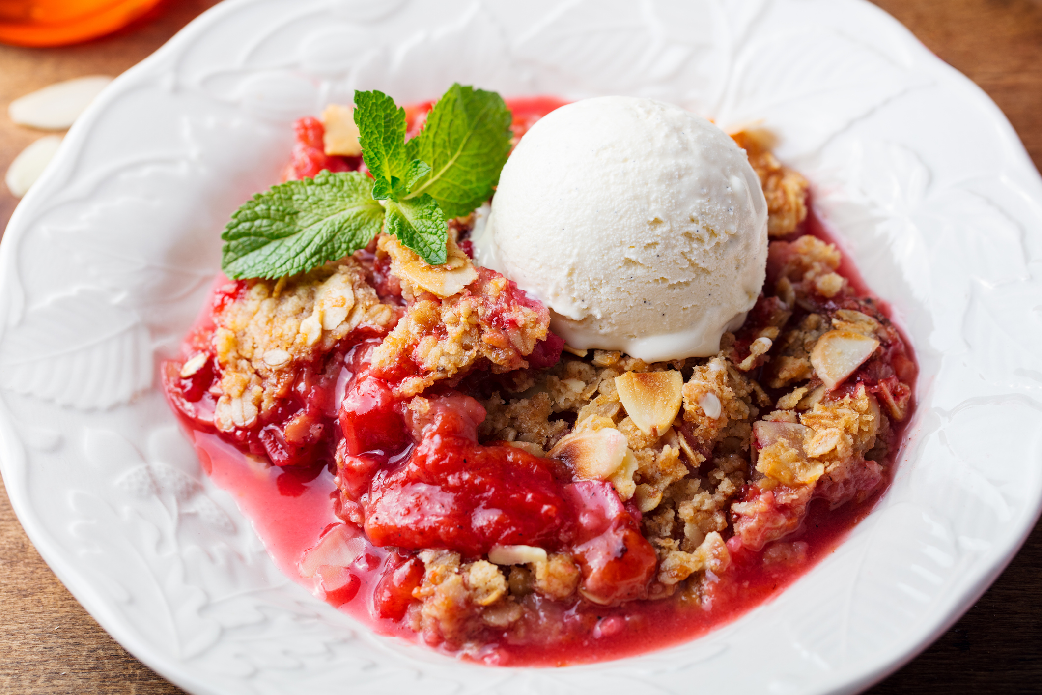 Strawberry Crisp with Ice Cream