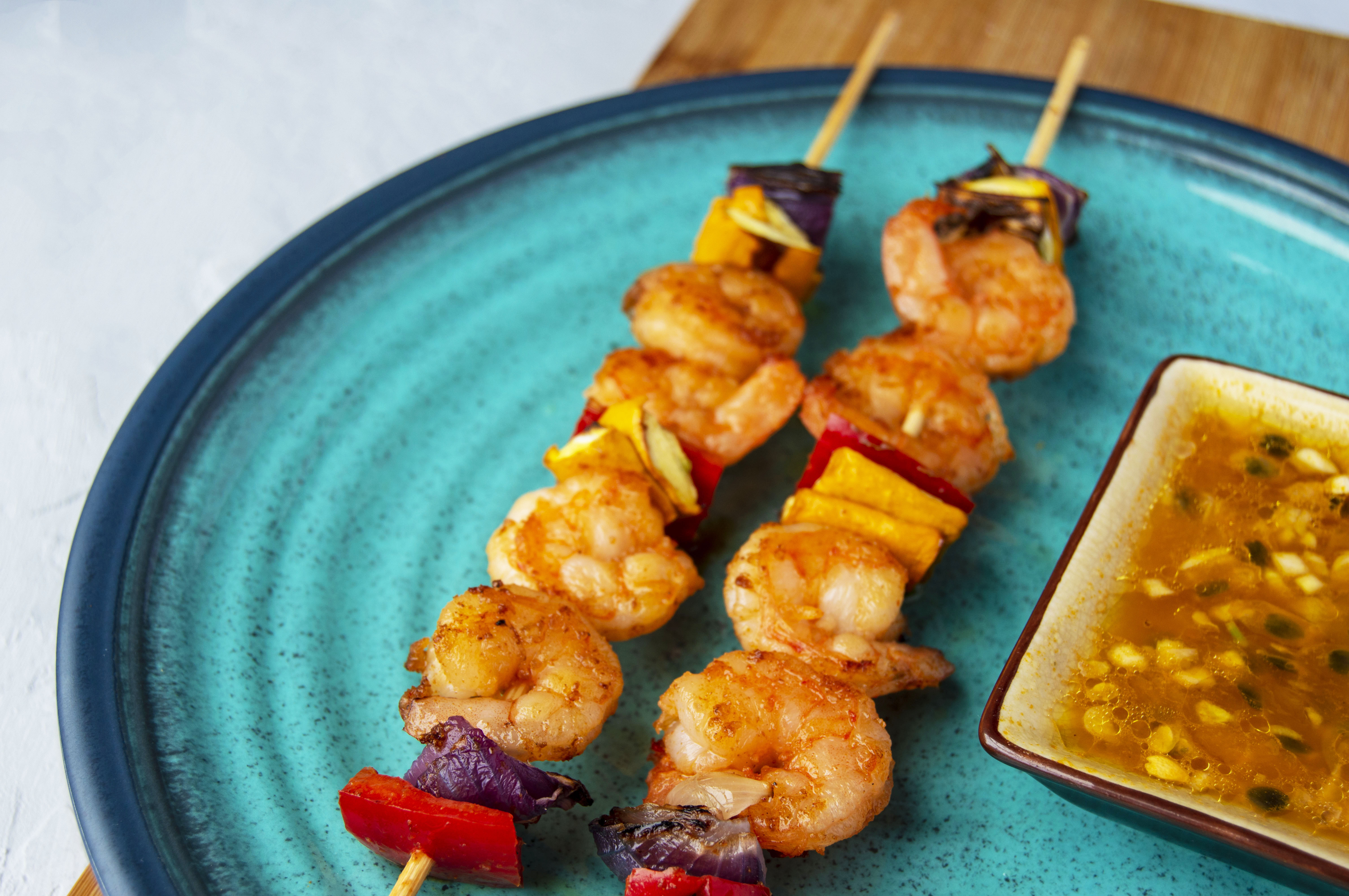 Shrimp Skewers with Passion Fruit Sauce Shrimp Skewers with Passion Fruit Sauce