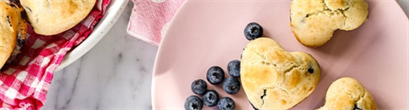 Baked Blueberry Heart Pancakes
