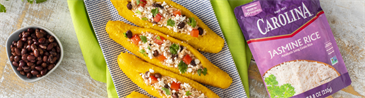 Stuffed Plantains with Carolina White Rice and Beans