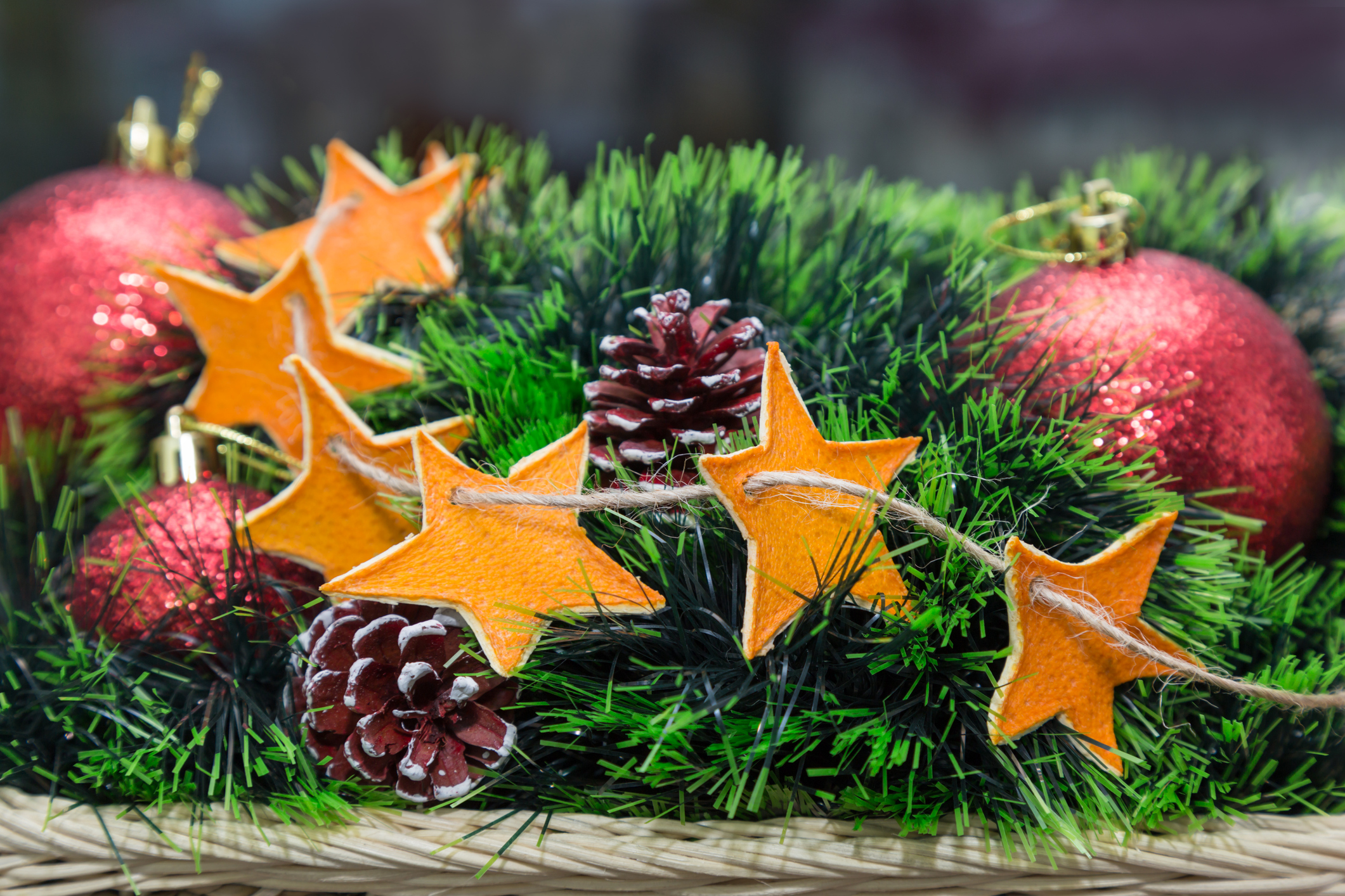 Orange Peel Ornaments with christmas decoration
